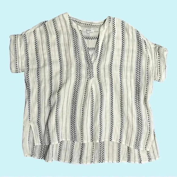Madewell Lightspun Lakeline Popover Shirt in Jacquard Stripe Small - Picture 2 of 5